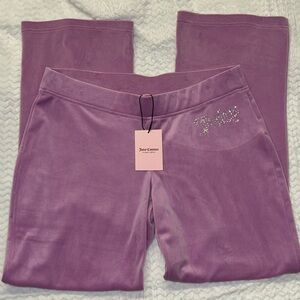 Juicy Couture Violet Tulle Velour Track Pants With Bling Juicy NWT